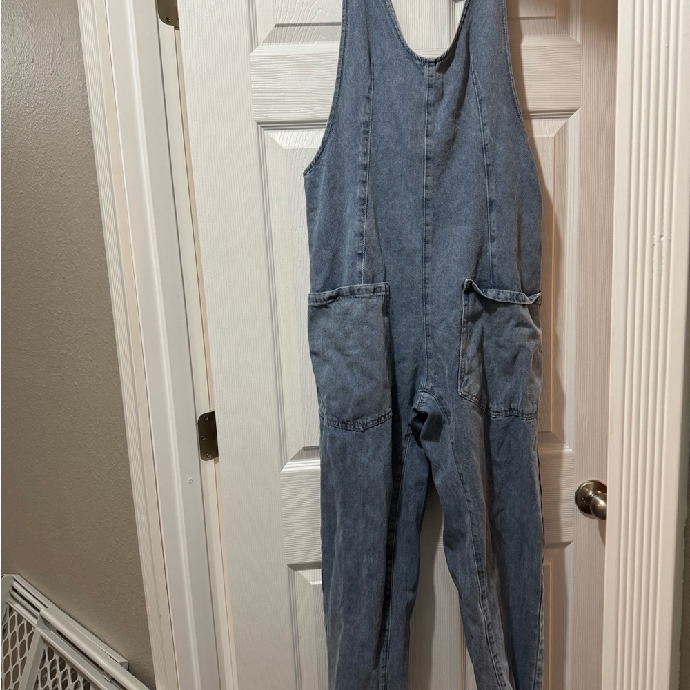 Denim Jumpsuit with Pockets